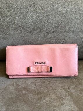 Prada Pink Saffiano Fiocco Ribbon Wallet